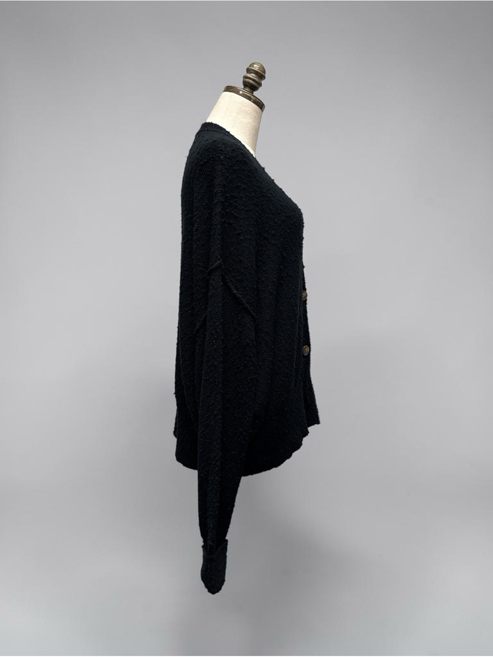 *NWT* Free People Black Textured V-Neck Button Cardigan - Picture 4 of 5